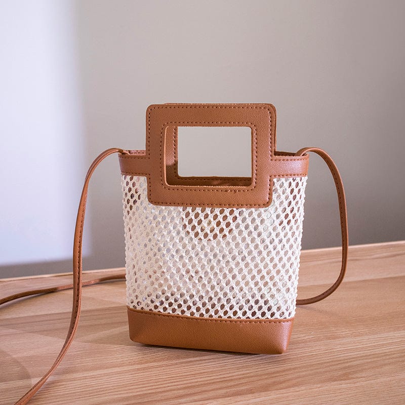 Brown Summer Beach Bag 2022 New Trendy Luxury Woven Bucket Bag Crossbody Shoulder
