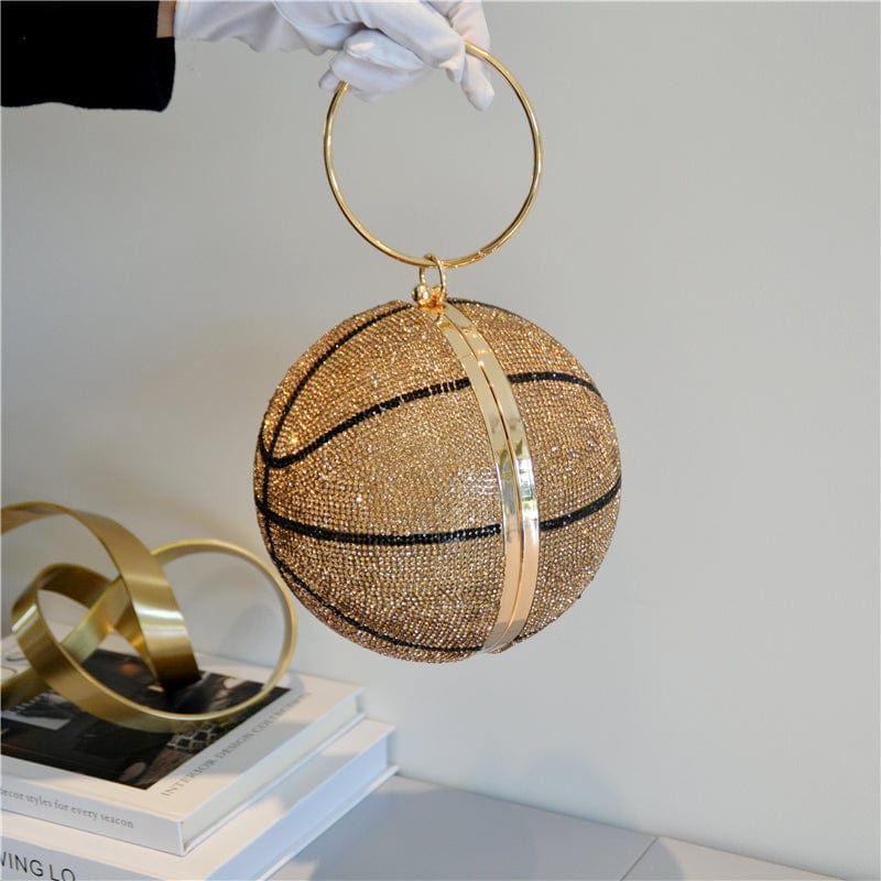 Brown Wholesale custom logo new basket ball luxury rhinestones glitter ladies designer basketball bags purses and handbags for women