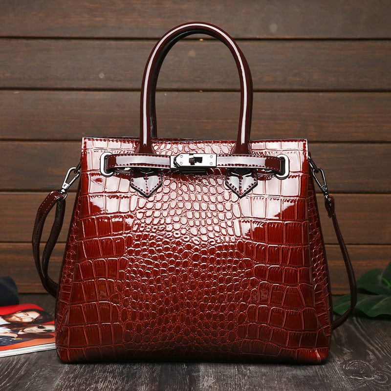 Brown Wholesale Elegance Stylish Snake Embossed Luxury Purse Sling Messenger Bag Crocodile PU Leather Tote Bag Ladies Women's Handbags