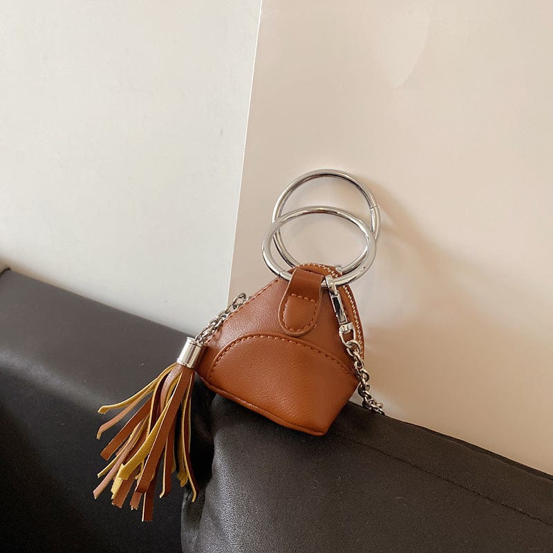Brown Wholesale fashion girls small tassel coin purses ladies shoulder luxury sling women's mini bags