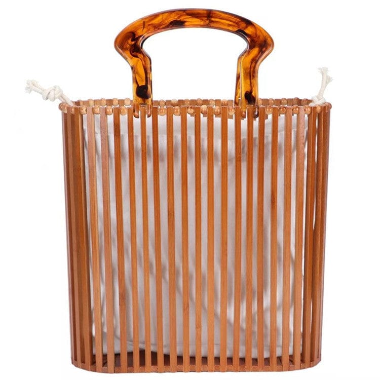Brown Women Bamboo Handbag by Handmade Straw Bag Tote Bamboo Purse Natural Basket Bag Womens Bamboo Handbag Handmade Large Tote Bag