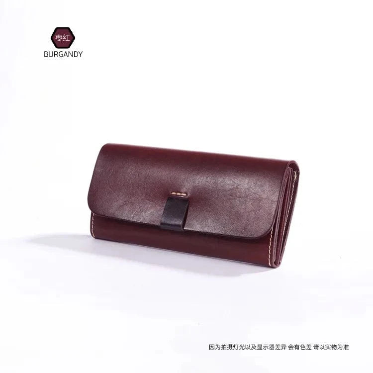 burgandy Customized Genuine Leather Long Wallet Handcrafted Vintage Style Multi-Functional Wallet Clutch Bag