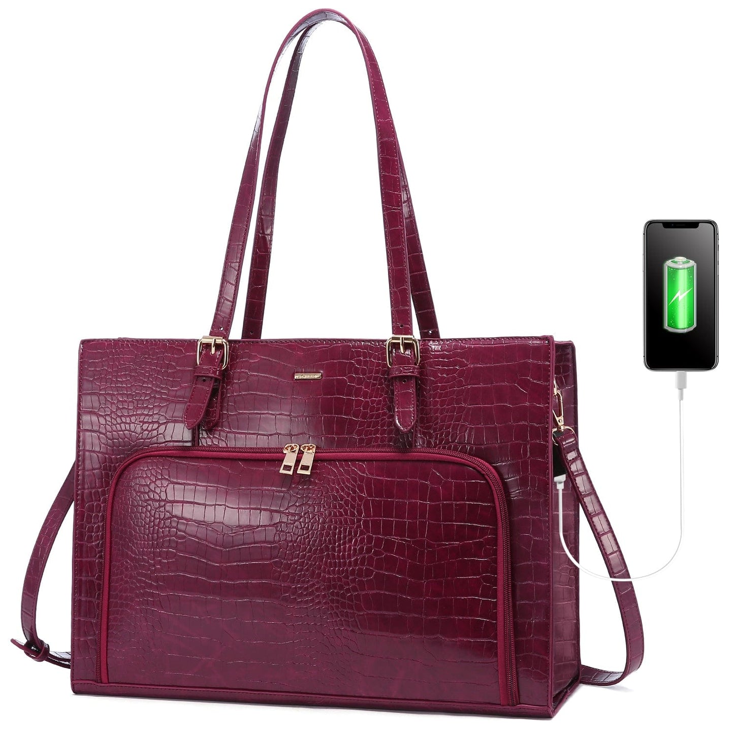 Burgundy crocodile 2022 LOVEVOOK new arrival tote bags custom famous designer women handbags large 15.6 Briefcase women laptop bags
