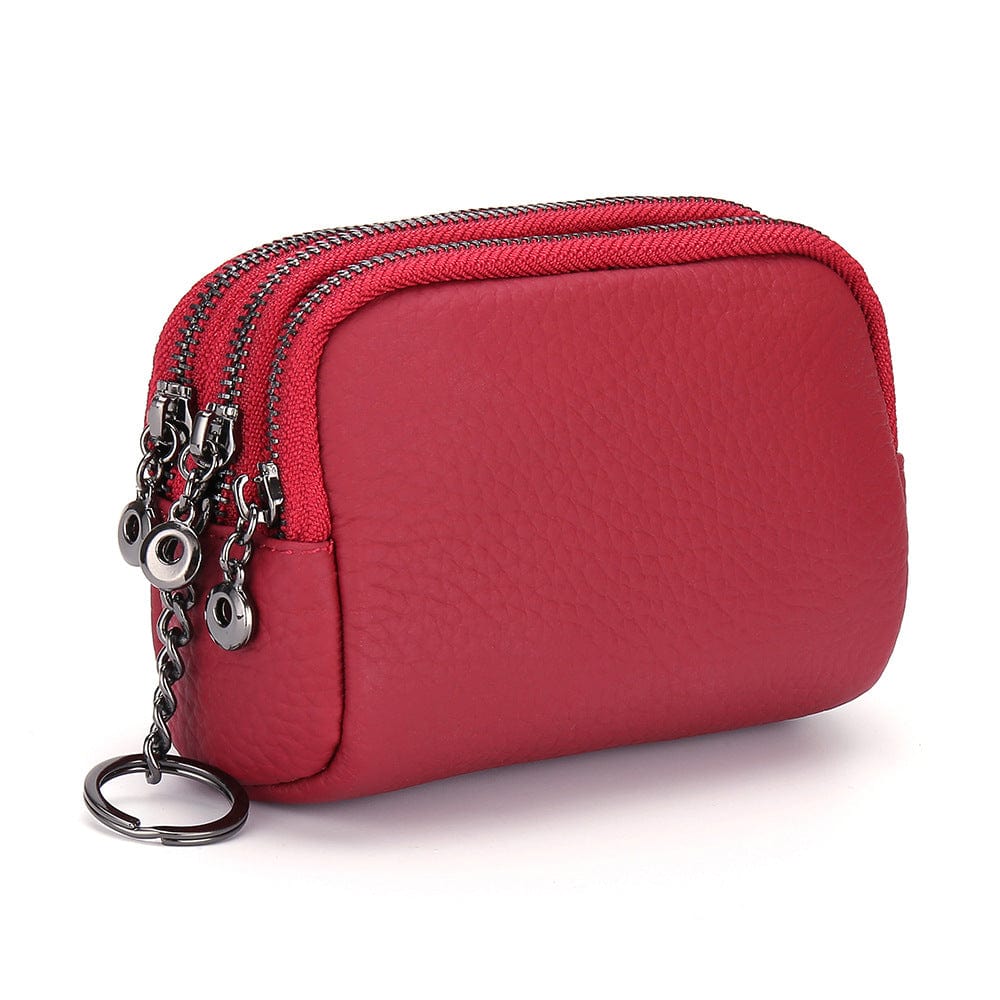 Burgundy Minimalist Women Japanese Genuine Leather Coin Purse Mini Creative Female Cute Coin Bag