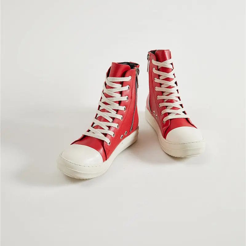 BUSY GIRL Canvas Shoes Women Casual Sneakers Flat Chunky Heels Lace Up Women Sneaker Streetwear Flats Black Leather Ankle Bootie