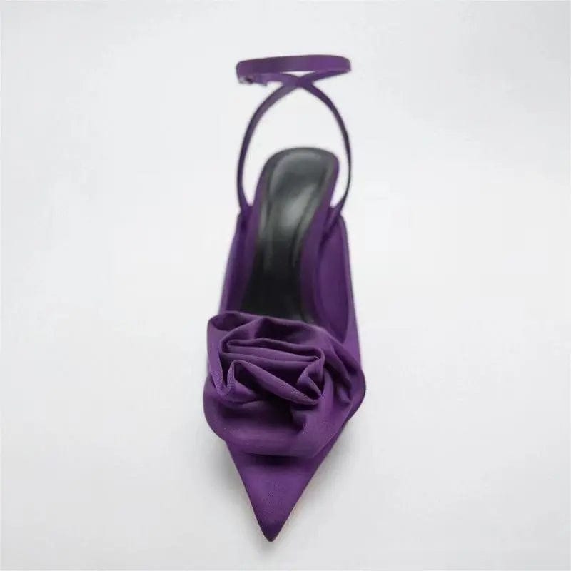 BUSY GIRL HW438 Sandals 2023 luxury satin purple flower High heels for ladies chaussures femm talon designer shoes women pumps