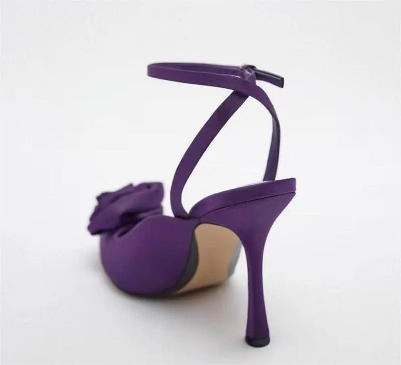 BUSY GIRL HW438 Sandals 2023 luxury satin purple flower High heels for ladies chaussures femm talon designer shoes women pumps