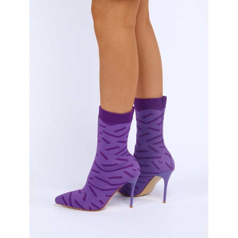 BUSY GIRL LFN4358 New 2022 fall fashion women's knitted ankle sock pointed toe heeled high heel boots shoes for women ladies