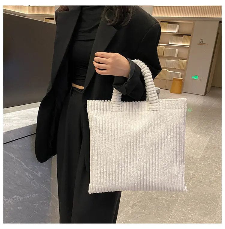 BUSY GIRL LKQ1001 New Design Large Capacity Corduroy Bag Women's Shoulder Bag Texture Portable Tote Bag
