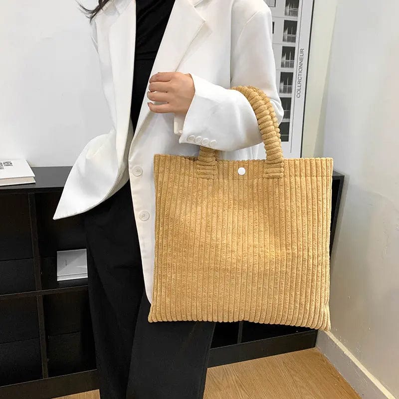 BUSY GIRL LKQ1001 New Design Large Capacity Corduroy Bag Women's Shoulder Bag Texture Portable Tote Bag
