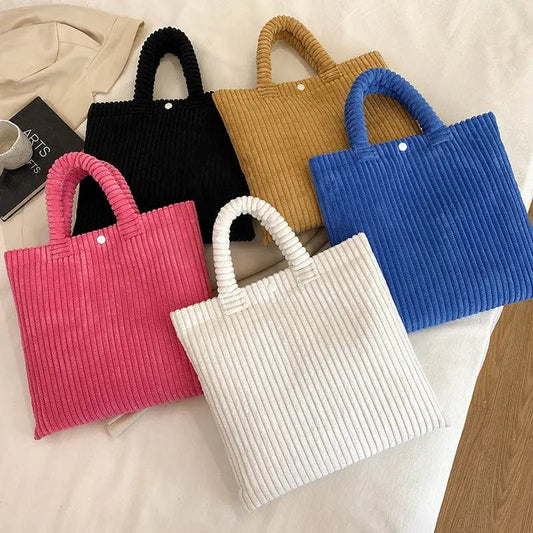 BUSY GIRL LKQ1001 New Design Large Capacity Corduroy Bag Women's Shoulder Bag Texture Portable Tote Bag