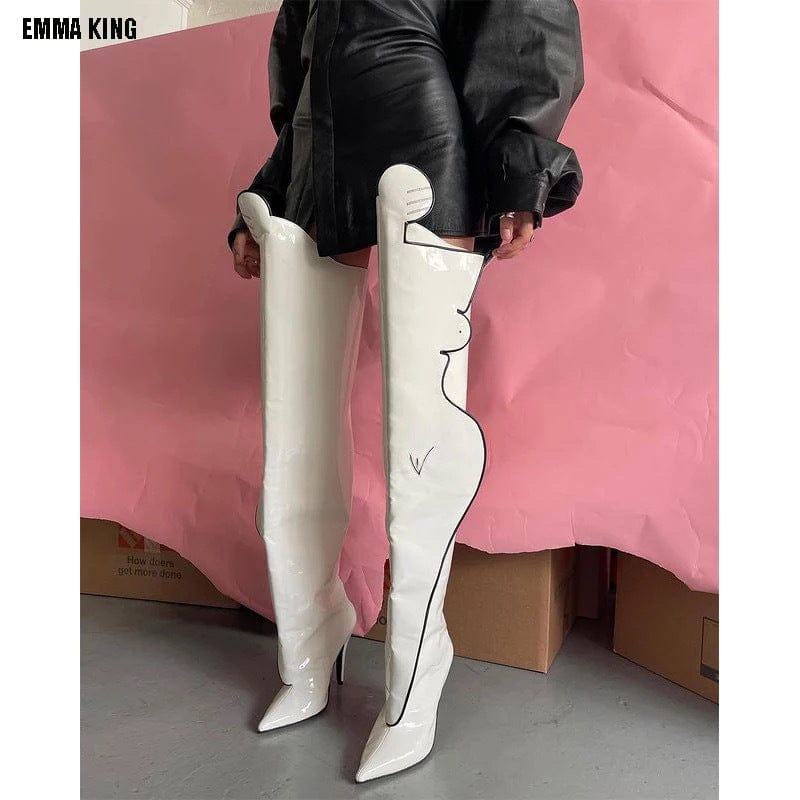 BUSY GIRL MJT4388 Camouflage Thigh High Boots Women Ladies Shoes Winter Shoes High Heel Women Denim Over The Knee Boots