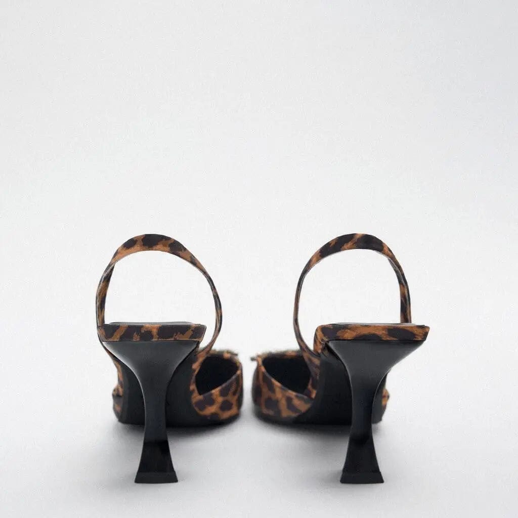 BUSY GIRL MY4435 Pumps Heels For Women Sandals Diamond Leopard Print Suede 2023 New Pointed Toe Mules High Heel For Ladies Shoes