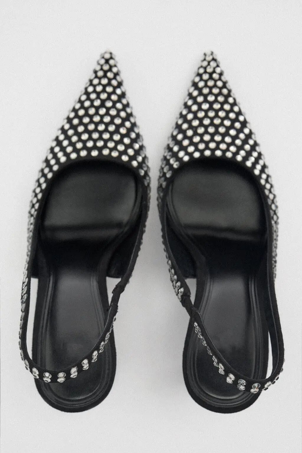 BUSY GIRL MY4436 Pumps Heels For Women Sandals Slingback Crystal Diamond 2023 New Pointed Toe Mules High Heel For Ladies