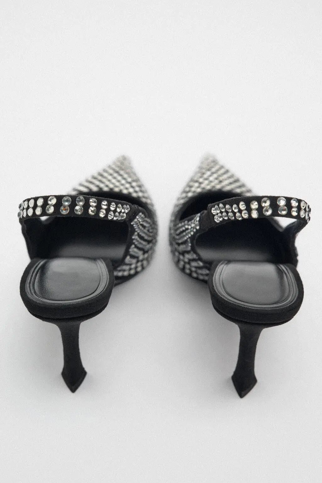 BUSY GIRL MY4436 Pumps Heels For Women Sandals Slingback Crystal Diamond 2023 New Pointed Toe Mules High Heel For Ladies