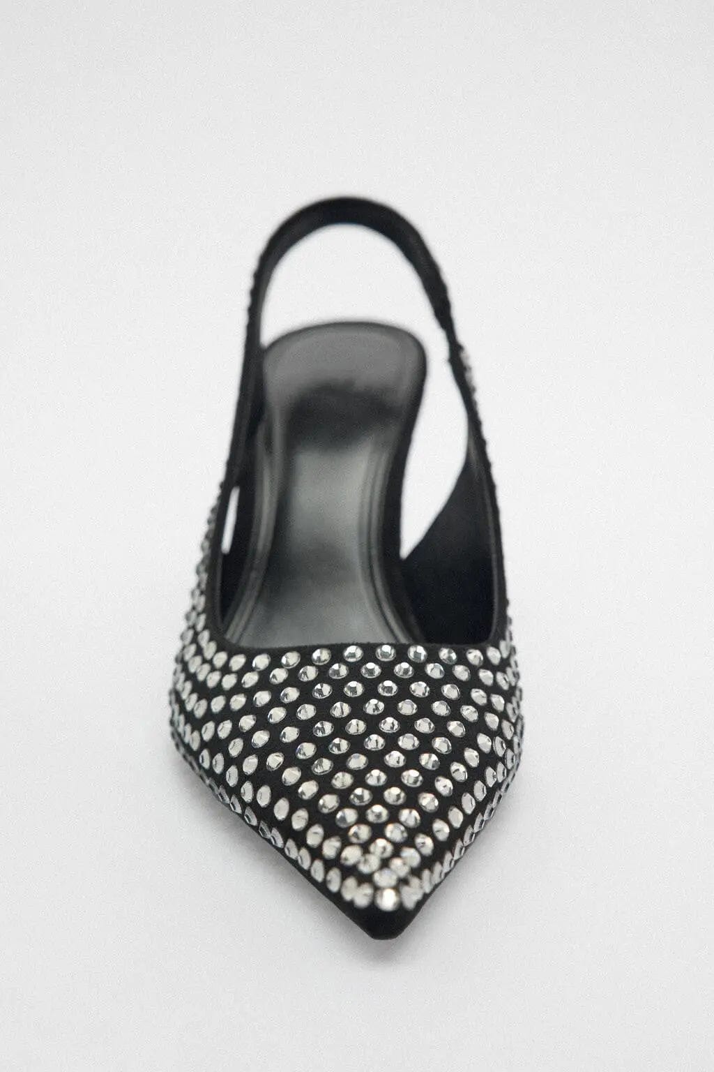 BUSY GIRL MY4436 Pumps Heels For Women Sandals Slingback Crystal Diamond 2023 New Pointed Toe Mules High Heel For Ladies