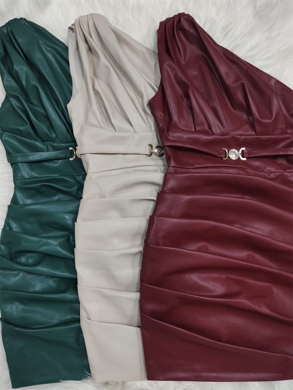 BY2259 New Arrivals Birthday Dresses Women Sexy PU White One Shoulder Wrap Elegant Dress Party Bandage Dress