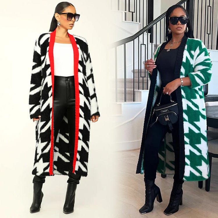 C1101TA79 High Quality Long Coat Casual Long Sleeve Print Cardigans For Women Sehe Fashion