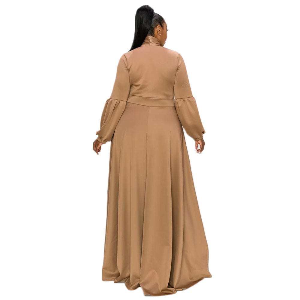 C1102ME21 High Quality Plus Size Casual Solid Color Bow A-line Dress Women Sehe Fashion