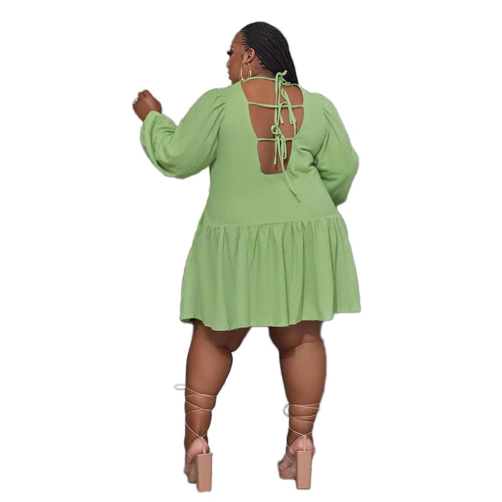 C1102ME23 New Design Plus Size Casual Solid Color Backless A-line Dress Women Sehe Fashion