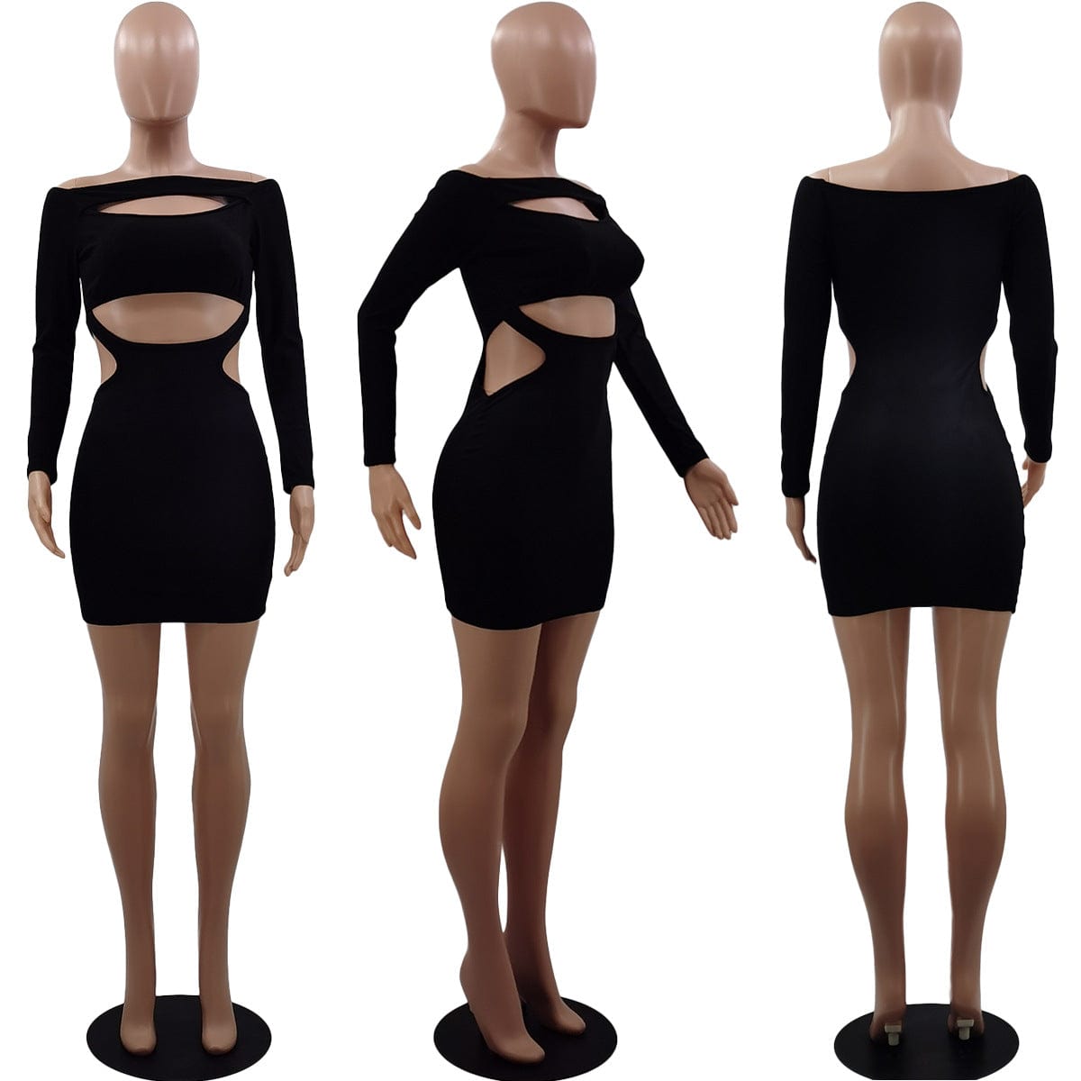 C1102TA19 New Arrival Sexy Hollow Out Off Shoulder Solid Color Bodycon Dress Women Sehe Fashion