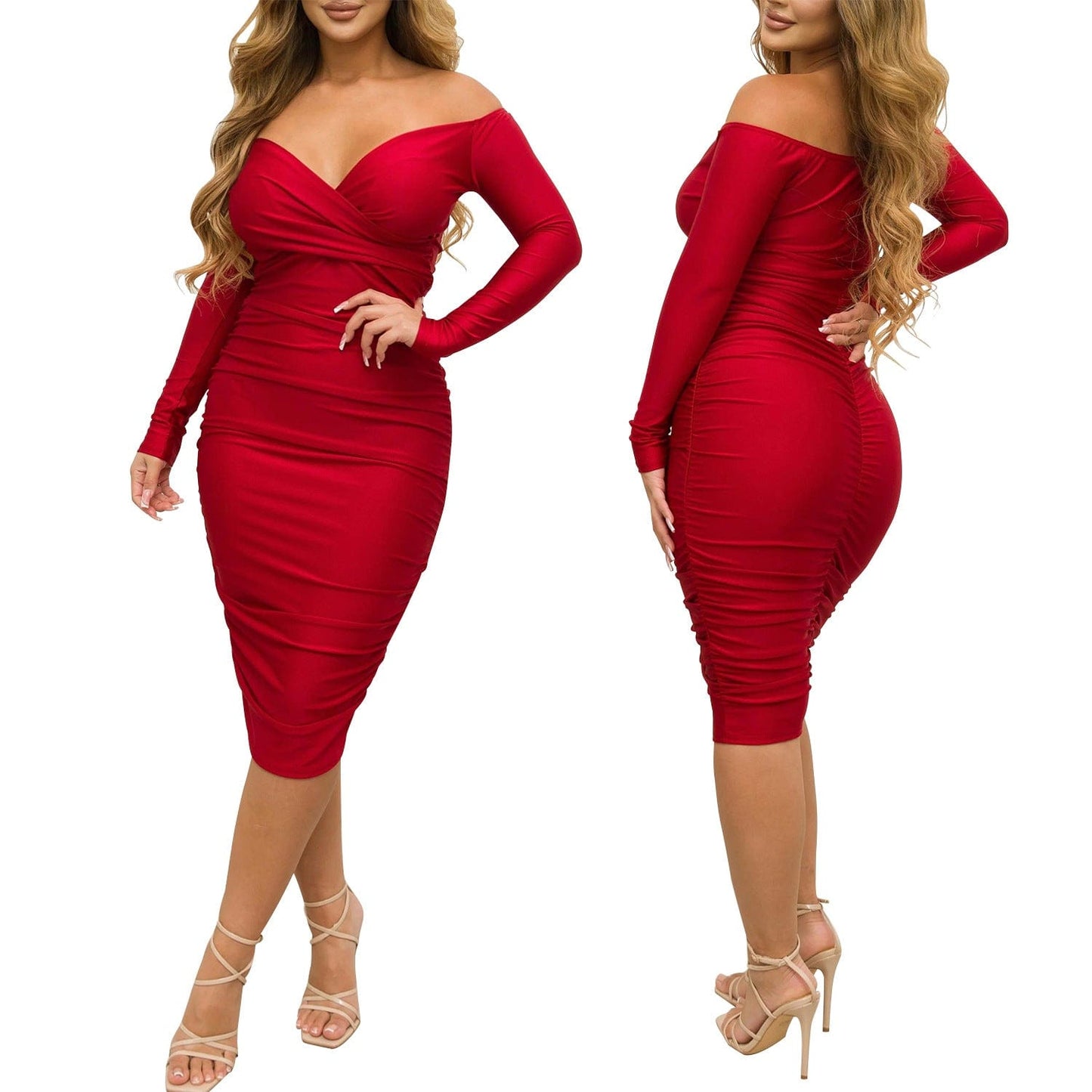 C1102TA50 Latest Elegant Off Shoulder Solid Color Bodycon Night Dress Women Sehe Fashion