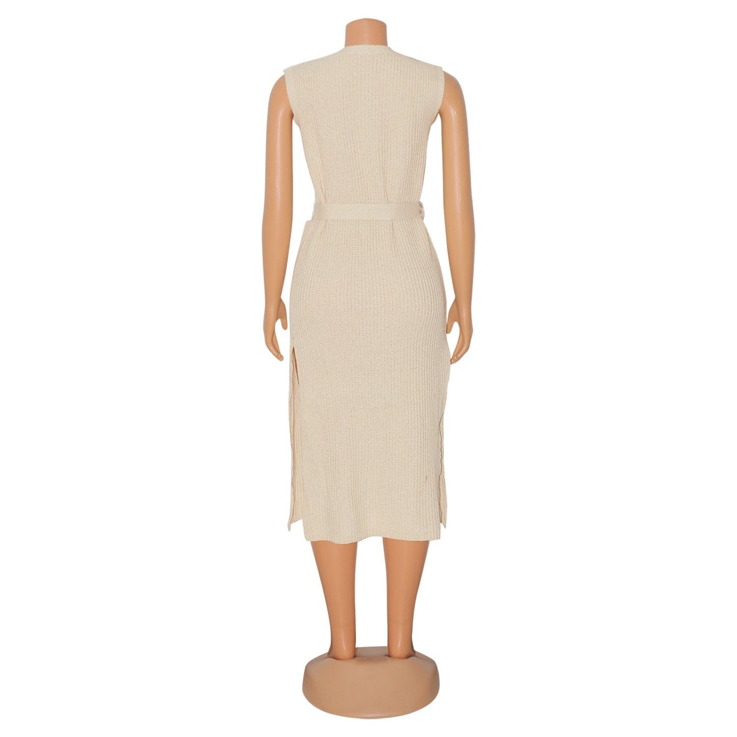 C1102TA62 Summer Trendy Casual Solid Color Knitted Slit Shirt Dress Women With Belt Sehe Fashion