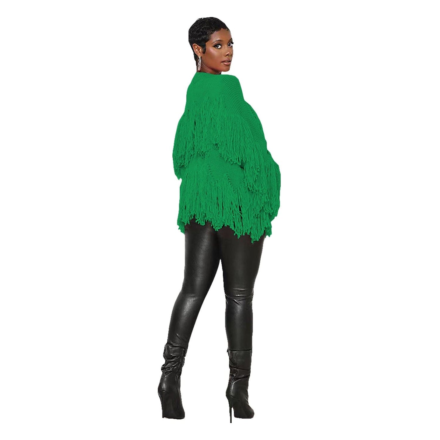 C1103TA82 New Design Autumn Casual Solid Color Tassel Cardigans For Women Sehe Fashion