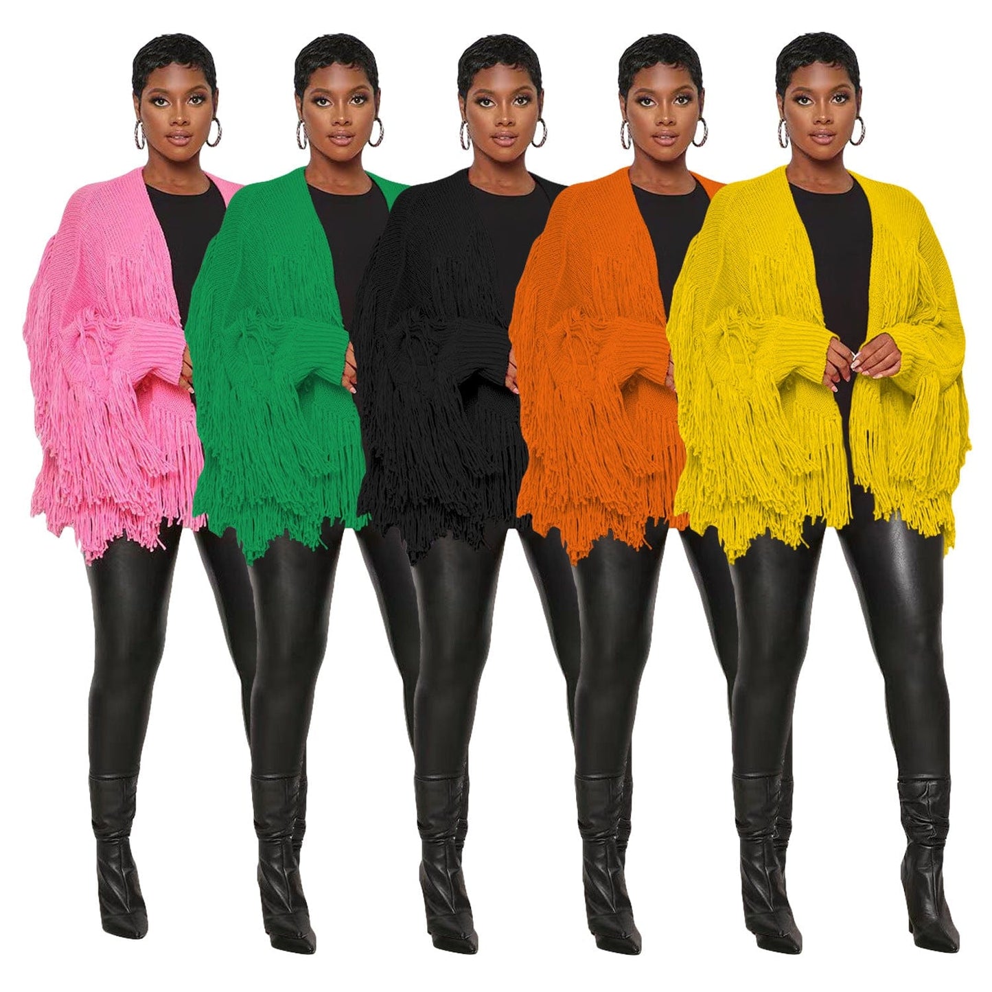 C1103TA82 New Design Autumn Casual Solid Color Tassel Cardigans For Women Sehe Fashion