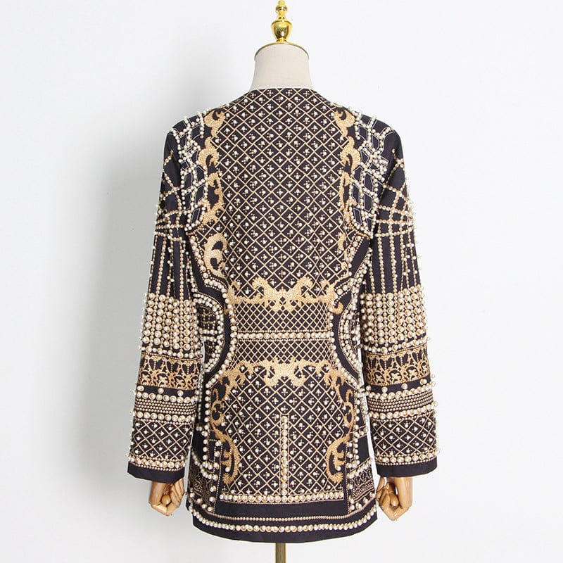 C1104TA18 High Quality Office Elegant Beaded Decoration Blazer Coats For Women Sehe Fashion