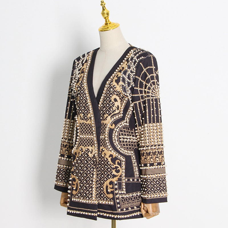C1104TA18 High Quality Office Elegant Beaded Decoration Blazer Coats For Women Sehe Fashion