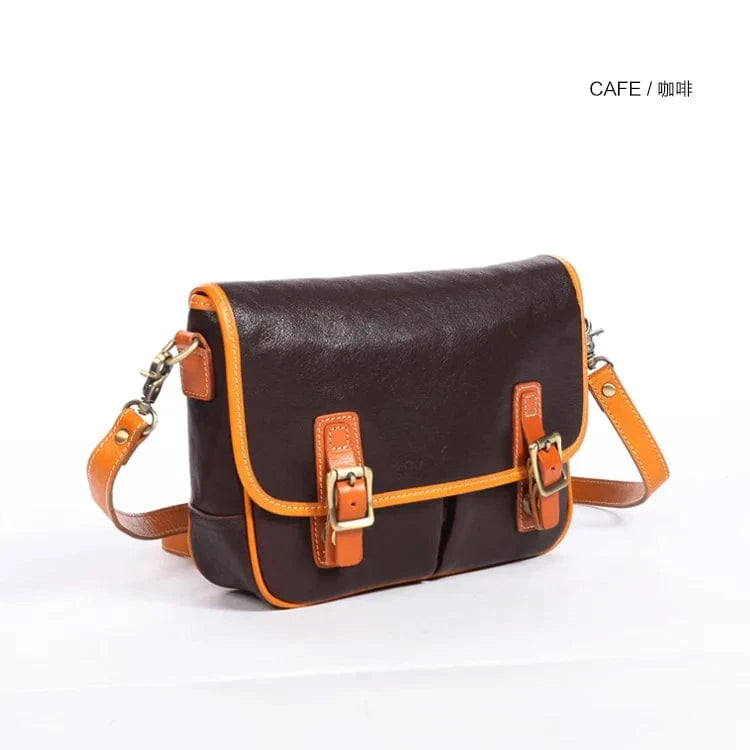 caffe Factory Price Women's Leather Messenger Bag  Vintage Style Soft Genuine Cowhide Leather Messenger Bag