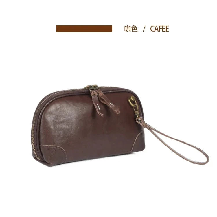 caffe Wholesale Leather Handbag For Women Horizontal Soft Genuine Cowhide Leather Vintage Style Shoulder Bag