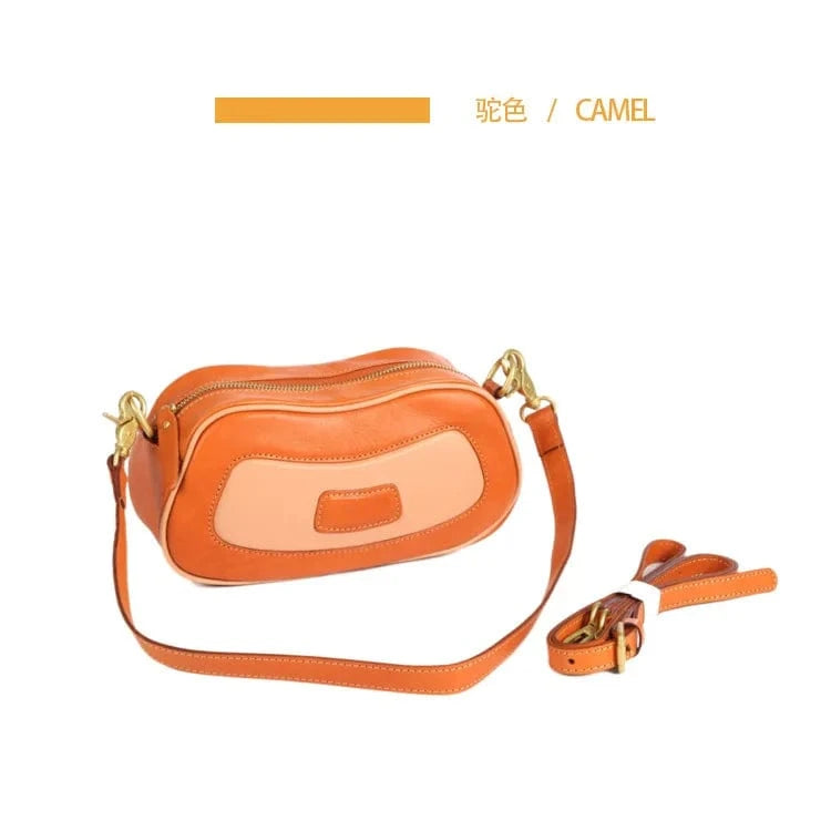 camel Hot Sale Korean Style Genuine Leather Underarm Bag For Women High-Grade Vintage Leather Crossbody Bag Underarm Bag