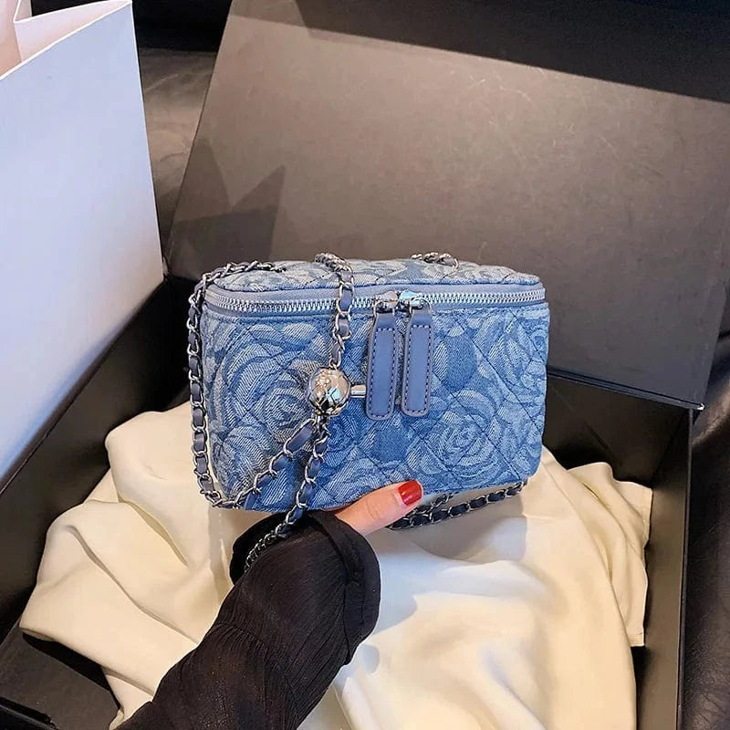 Casual Brand New Fashion Denim Women Bag Lady Handbags Shoulder Messenger Bag Camellia Jeans Box Clutch Luxury Women's Tote Bag