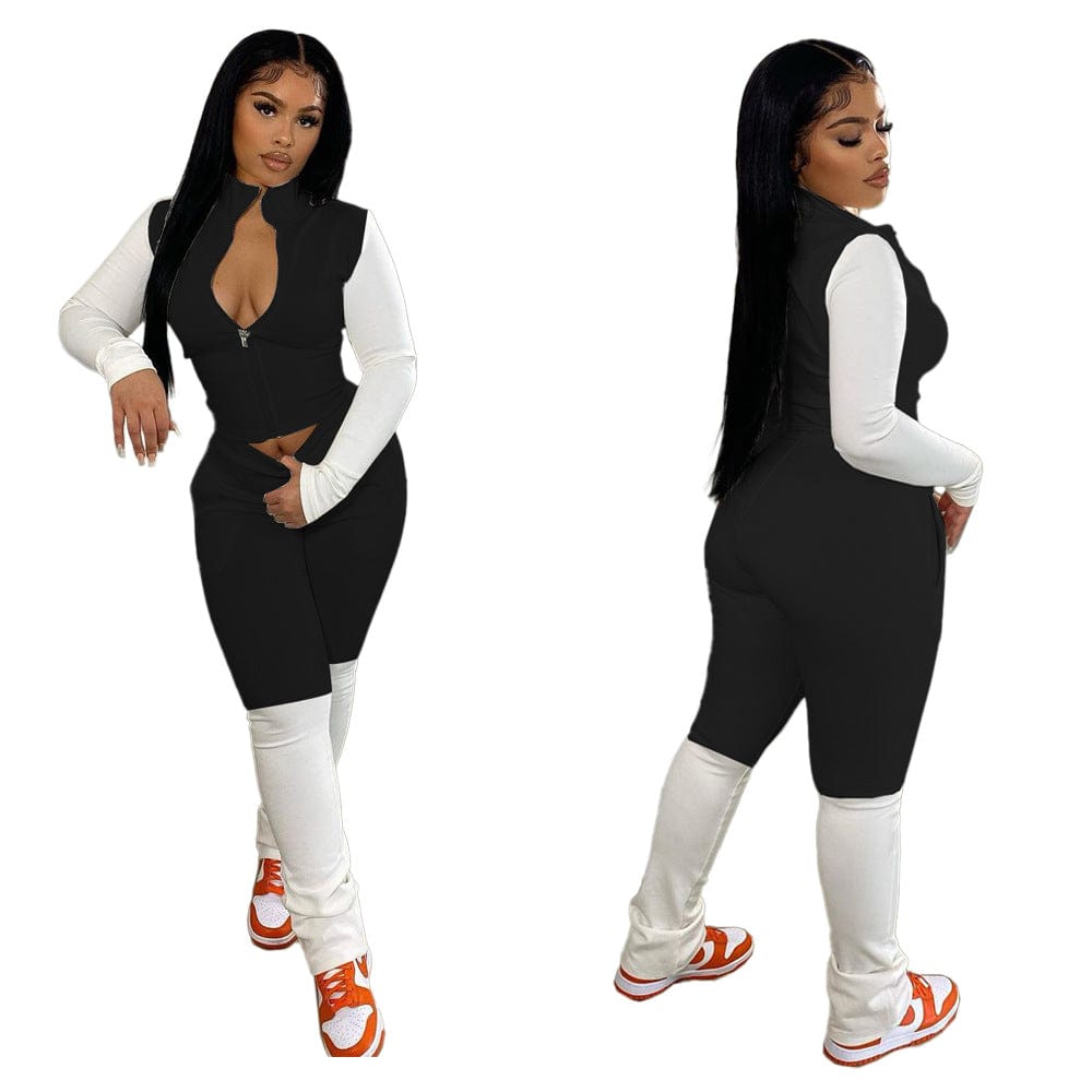 Casual Long Sleeve Panel Woman Clothing 2 Pieces Set 2 Piece Fall Sets Sexy Two Piece Set