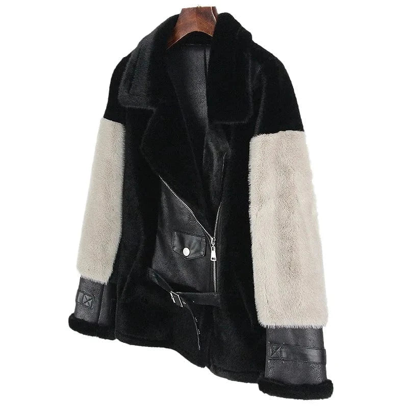 Casual Loose And Warm Mink-Like Wool Fur One Women's Clothing Coat Overcoat