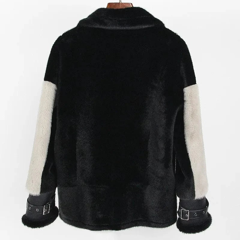 Casual Loose And Warm Mink-Like Wool Fur One Women's Clothing Coat Overcoat