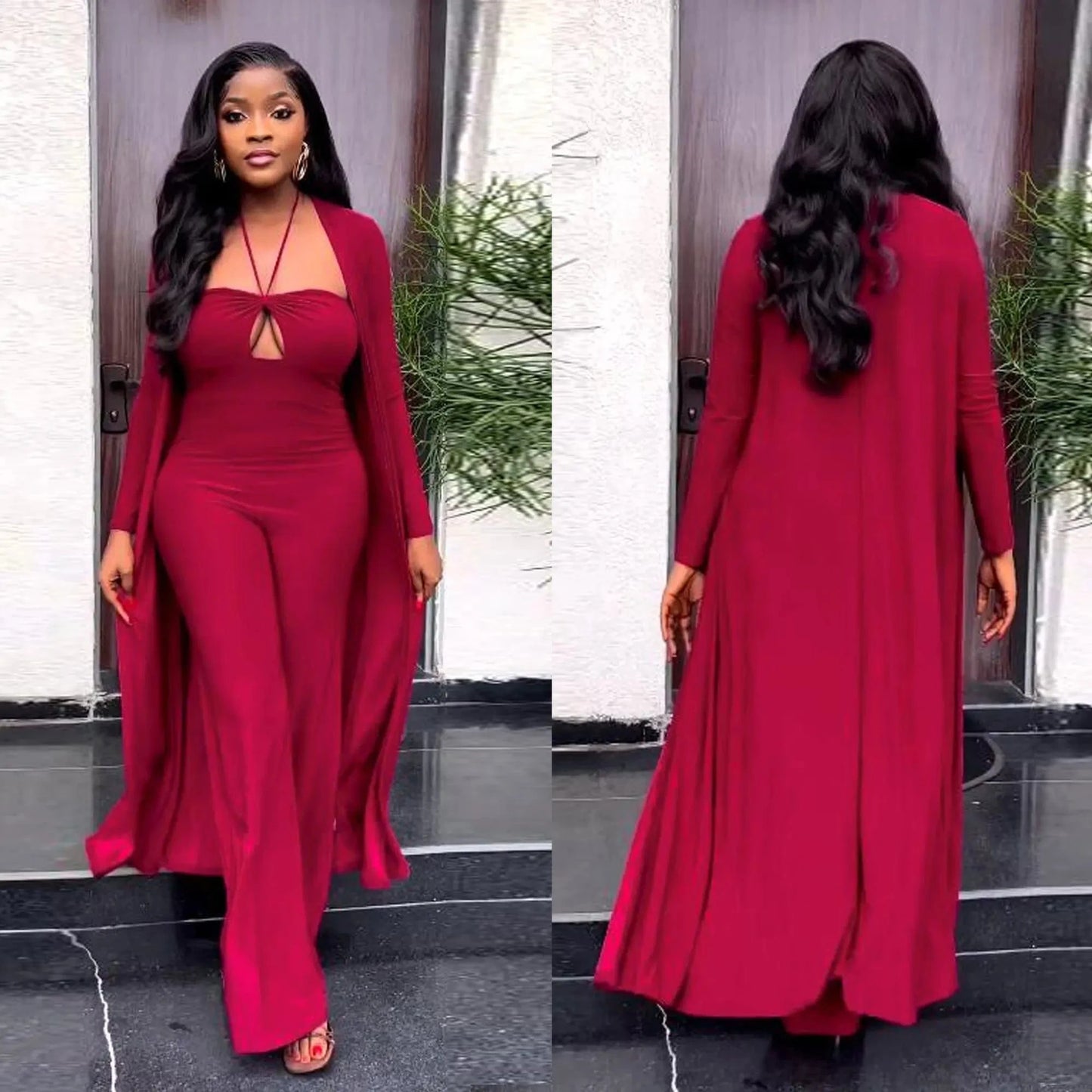 Casual sexy 2pc coats jackets fall clothing two piece pant set