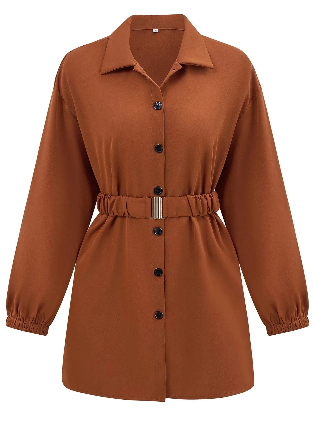 Casual Spring Autumn Women's Dress 2023 Fashion New Solid Color Shirt Collar Single Breasted Belt Women Shirt Coat