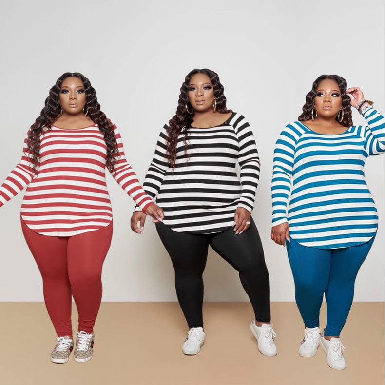 Causal Striped Cozy Casual Off-Shoulder 2 Piece Long Sleeve Set Women Fall Sets for Women Two Pieces