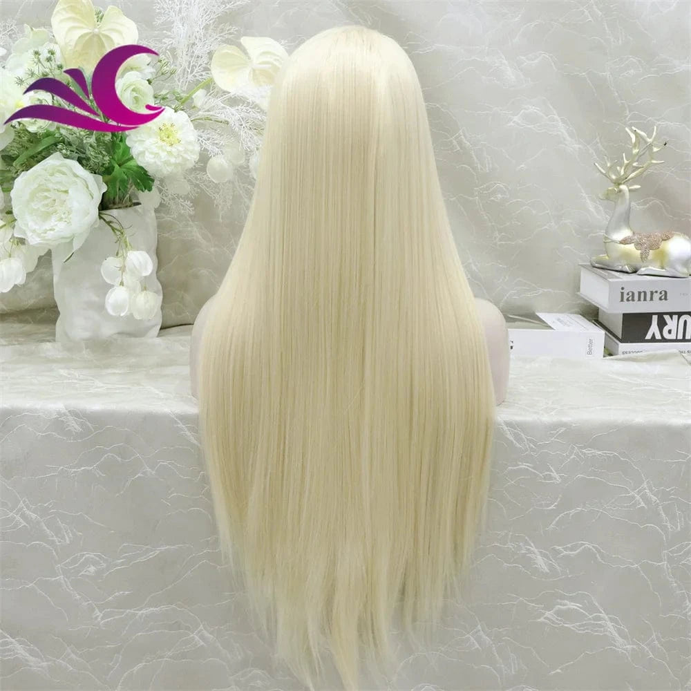 Celebrity 13x6 high quality 613 blonde lace front wig faux human hair heat resistant fiber synthetic wig