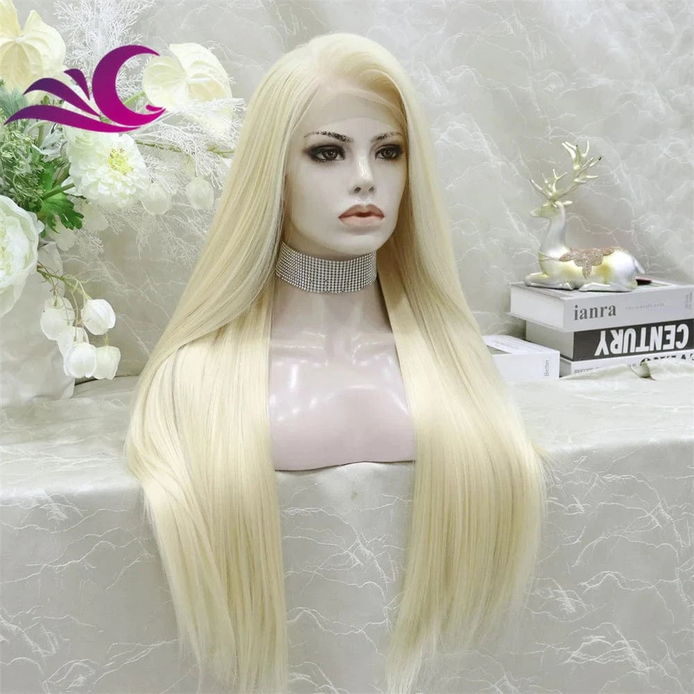 Celebrity 13x6 high quality 613 blonde lace front wig faux human hair heat resistant fiber synthetic wig