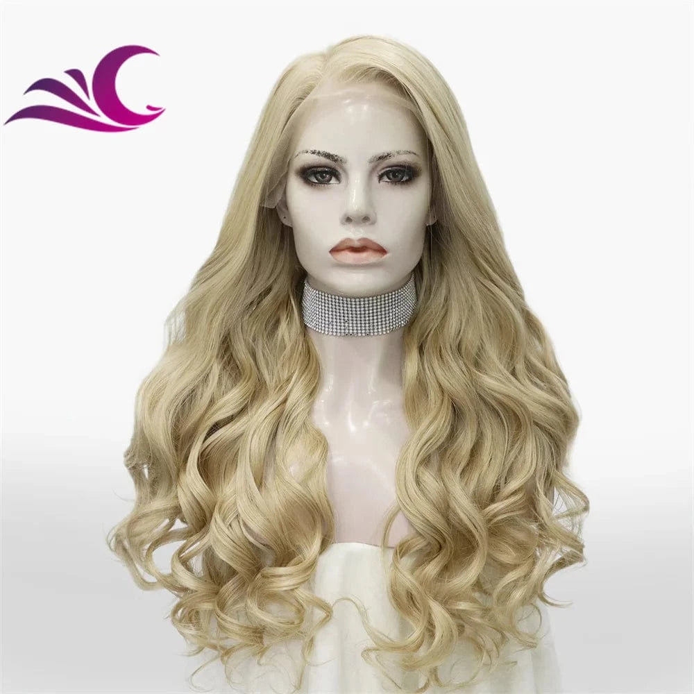 Celebrity 13x6 high quality 613 blonde lace front wig faux human hair heat resistant fiber synthetic wig
