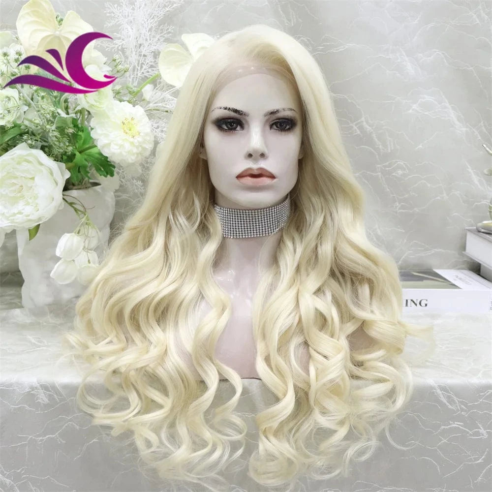 Celebrity 13x6 high quality 613 blonde lace front wig faux human hair heat resistant fiber synthetic wig