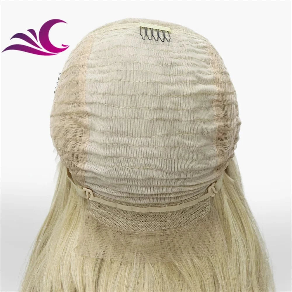 Celebrity 13x6 honey blonde color body wave heat resistant fiber synthetic lace front wig