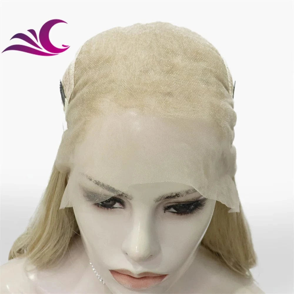 Celebrity 13x6 honey blonde color body wave heat resistant fiber synthetic lace front wig