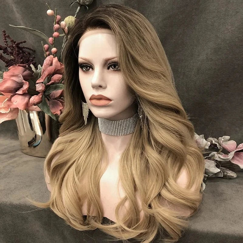 Celebrity 22inch Over Shoulder Hair Medium Length Lace Front Wig Synthetic Hair Wigs with Pre-plucked Natural Hairline