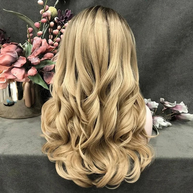 Celebrity 22inch Over Shoulder Hair Medium Length Lace Front Wig Synthetic Hair Wigs with Pre-plucked Natural Hairline