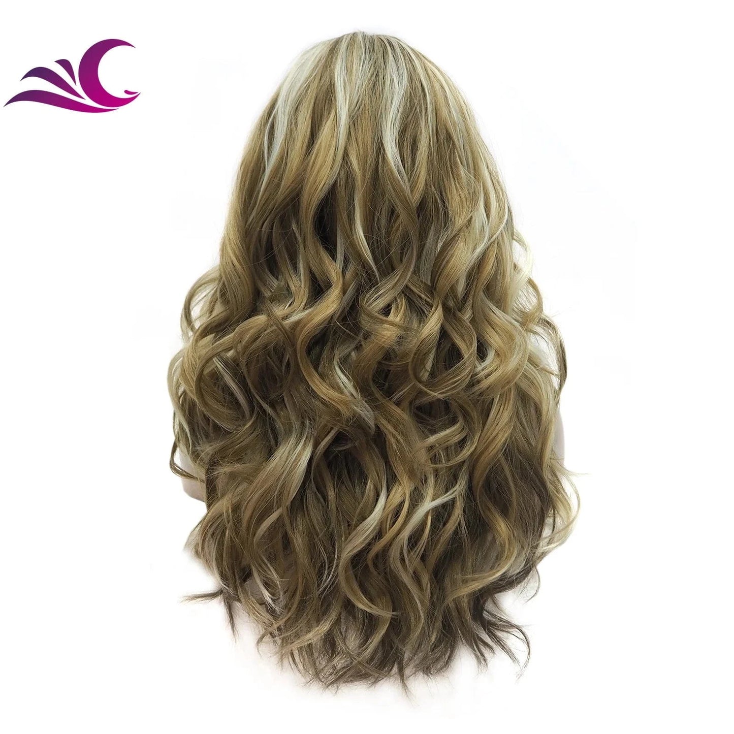Celebrity 3 color mix highlight honey blonde color heat resistant fiber glueless full machine wig for daily
